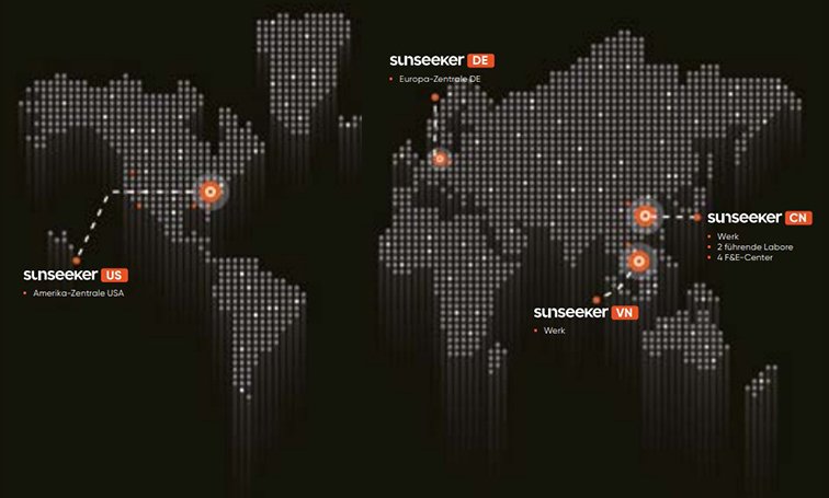 Sunseeker weltweite Präsenz